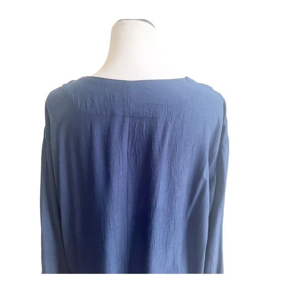 Express Button Front Relaxed Lagenlook Navy Tunic Size Large Minimalist - Picture 8 of 12